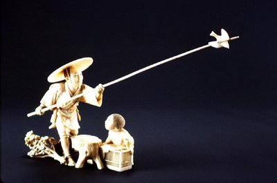 Farmer and Bird, Meiji Period by Japanese School